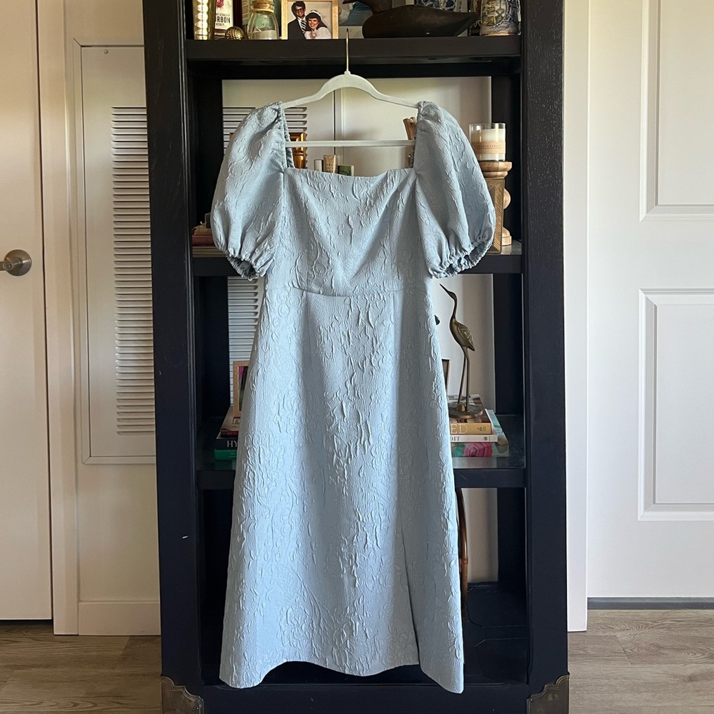 SOLD | Sachin & Babi Floral Jacquard Puff Sleeve Midi Dress